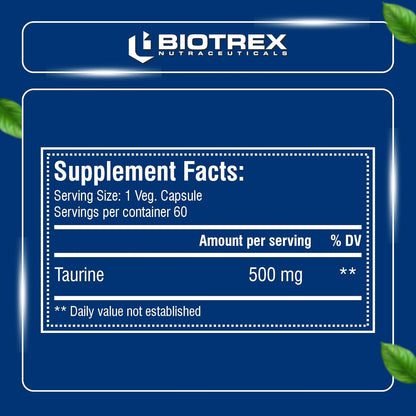 Biotrex Nutraceuticals Taurine 500mg - 60 Veg Capsules