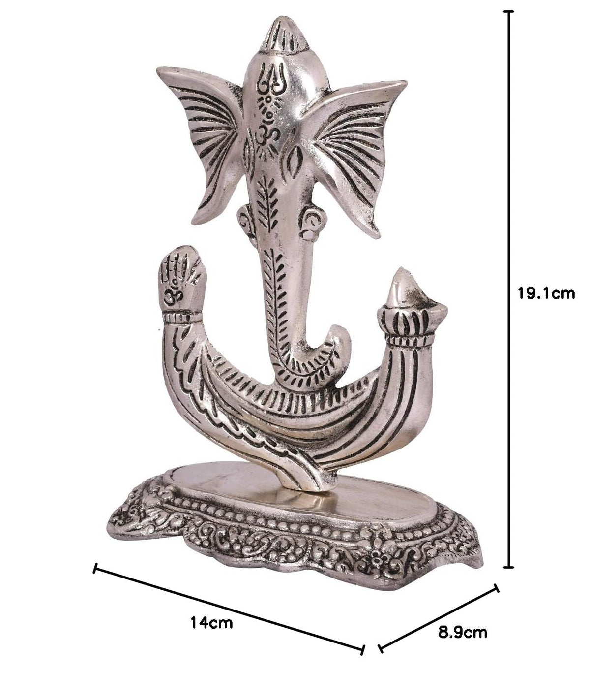 Metal Ganesha Idol Showpiece for Gift & Home Decor - Silver Plated Ganesh Ganpati Statue for Pooja Temple Office Decoration Gifts