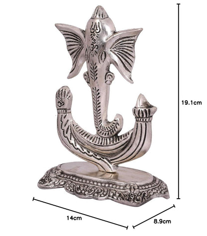 Metal Ganesha Idol Showpiece for Gift & Home Decor - Silver Plated Ganesh Ganpati Statue for Pooja Temple Office Decoration Gifts