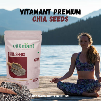 Vitamant Premium Raw Chia Seeds | Natural, Vegan & Gluten-Free | Rich in Omega-3, Fiber & Protein | Energy-Boosting Superfood for Weight Loss & Heart Health – 200g
