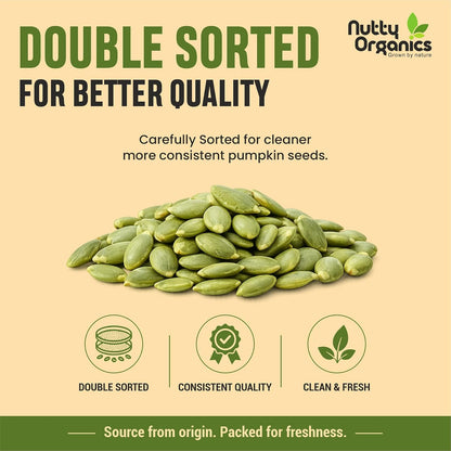 NUTTY ORGANICS Natural Pumpkin Seeds 200GM | Raw Pumpkin Seeds for Eating- Immunity Booster and Protein Rich Seeds | Healthy Diet Snacks | Weight Management