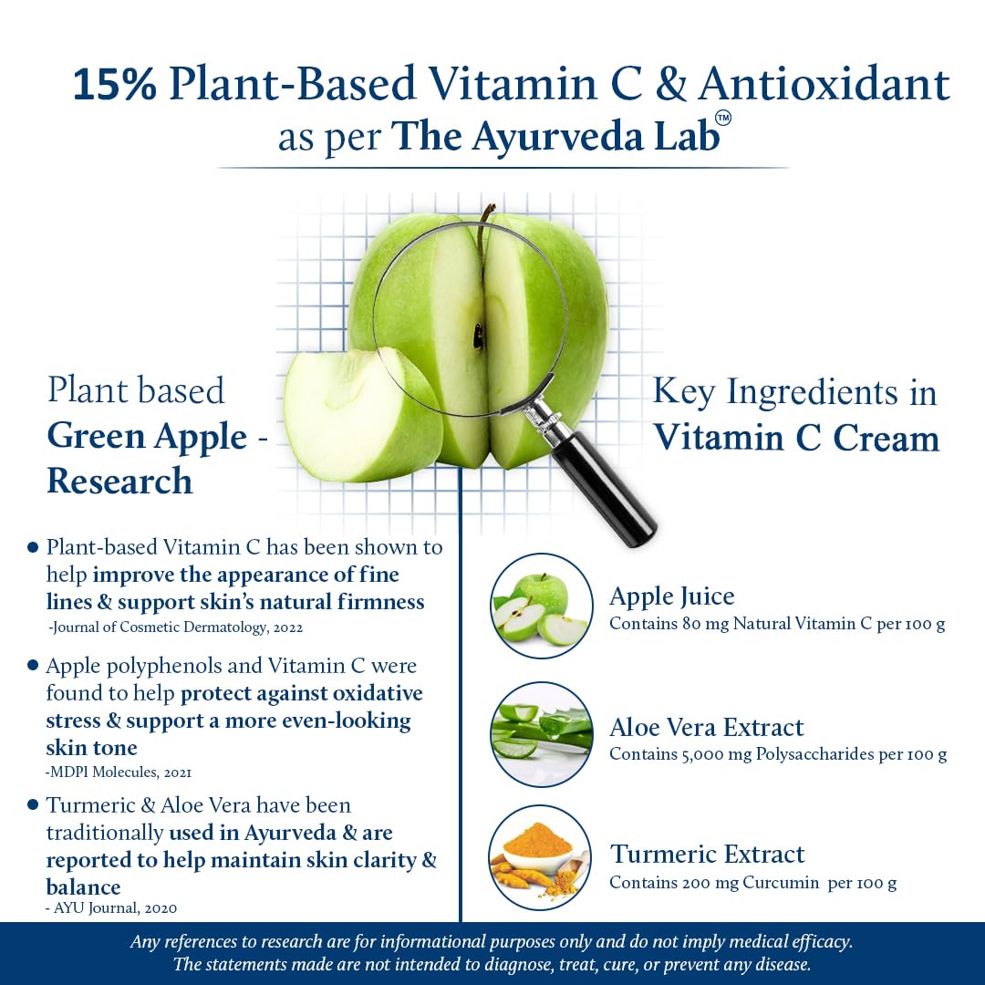 Blue Nectar Plant Based Vitamin C Face Cream for Glowing Skin Dark Spot Removal Cream for Men with Green Apple and Almond Oil (13 Herbs, 50g)