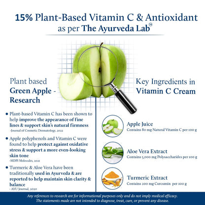 Blue Nectar Natural Vitamin C Face Cream for Glowing Skin Dark Spot Removal Cream for Women with Green Apple and Almond Oil 13 Herbs 50g