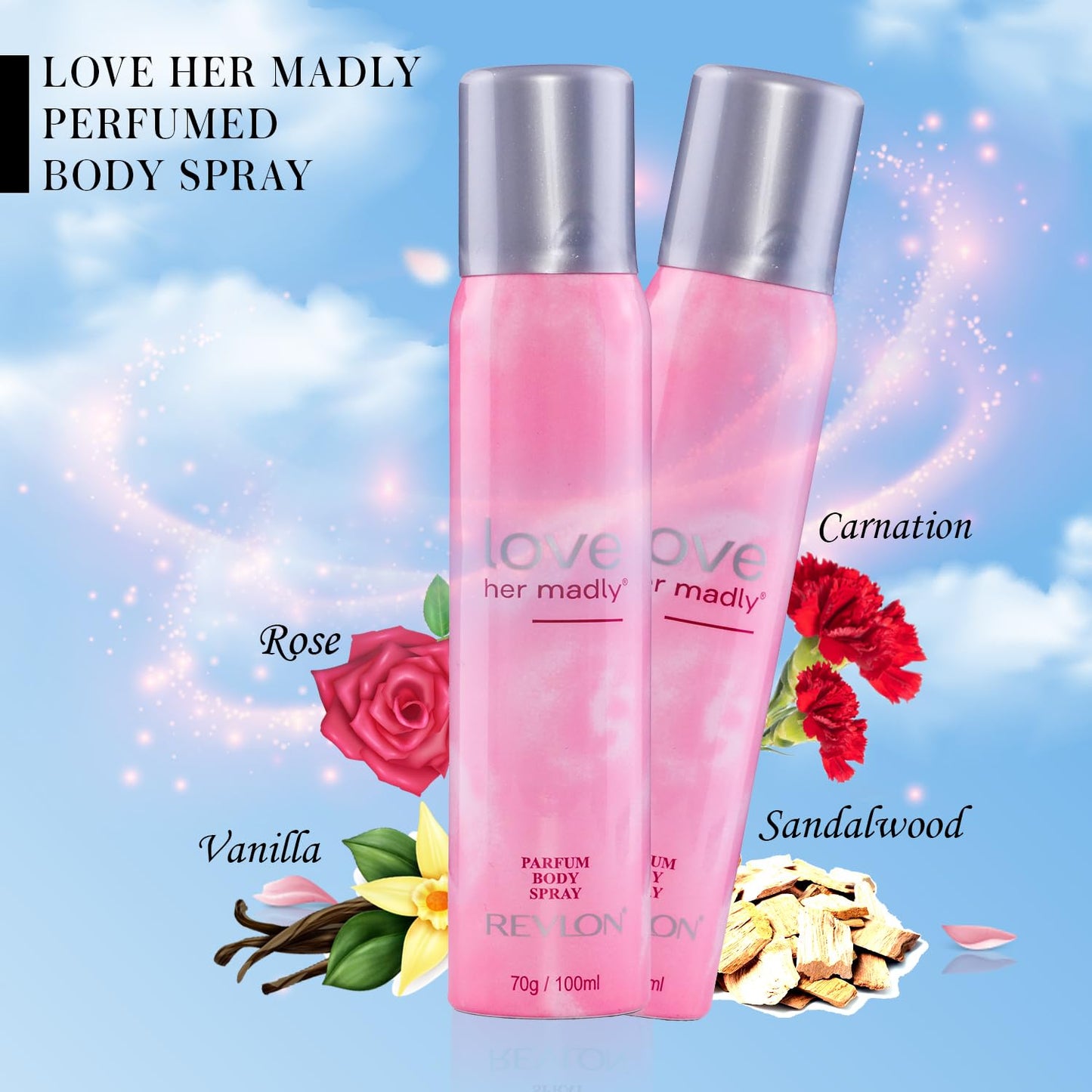 REVLON Rose Love Her Madly - Perfumed Body Spray for Women, 100 Ml