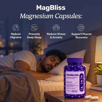 What’s Up Wellness MagBliss Magnesium Supplement| Magnesium Glycinate,Malate, Zinc & B6| Sleep, Cramps, Recovery, Nerve & Muscle Function| Men & Women| High Absorption & Clinically Proven| 60 Capsules