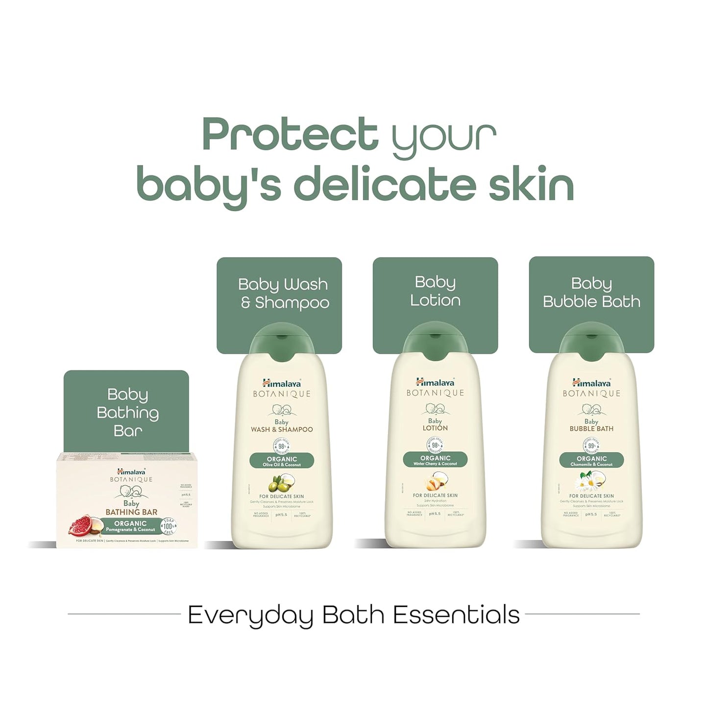 Himalaya Botanique Baby Wash & Shampoo 100 ml | Organic | Preserve Moisture Lock| No Tears | Dermatologically Tested | Helps Protect Skin Barrier | pH 5.5 | Hypoallergenic | No Added Fragrance