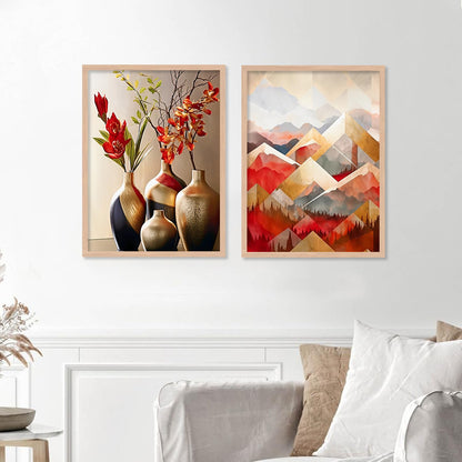 Premium Digital Paintings with Frame for Home Decoration - Painting for Living Room Bedroom Office - Painting for Wall Decoration - Pack of 4 (B)