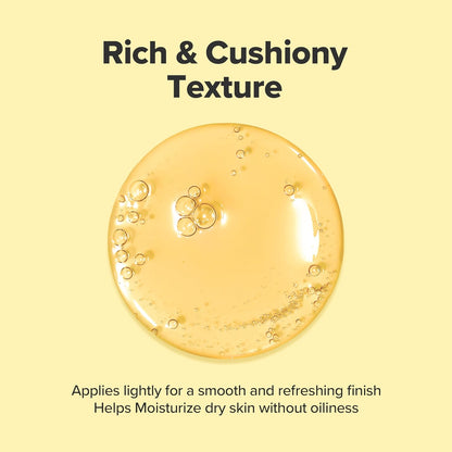 Yellow background with a close-up of a rich and cushiony texture product, featuring bubbles.