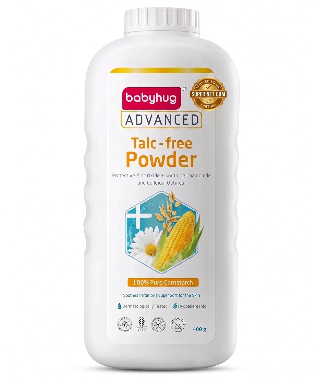 BABYHUG Advanced Talc-Free Powder With Cornstarch, Zinc Oxide & Essential Oils 400g (Pack Of 1)