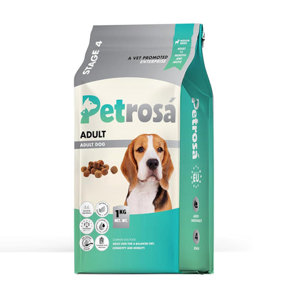 Petrosa Medium Breed Adult Dry Dog Food (12 Months & Above), 1 Kg, 28% Protein, DHA & Prebiotics, Joint Health & Digestion