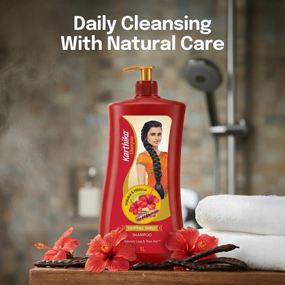 Karthika Hairfall Shield Shampoo with Shikakai & Hibiscus – 1L | Herbal Anti-Hairfall Shampoo for Strong & Healthy Hair | Natural Care for Men & Women