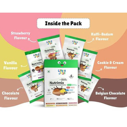 Little Joys Nutrimix Nutrition Powder Trial Box | 6 Flavours | 2-6 Years | Zero Refined Sugar | Supports Healthy Growth & Boosts Immunity | With Ragi, Bajra, Almonds & Oats| 200 Gram