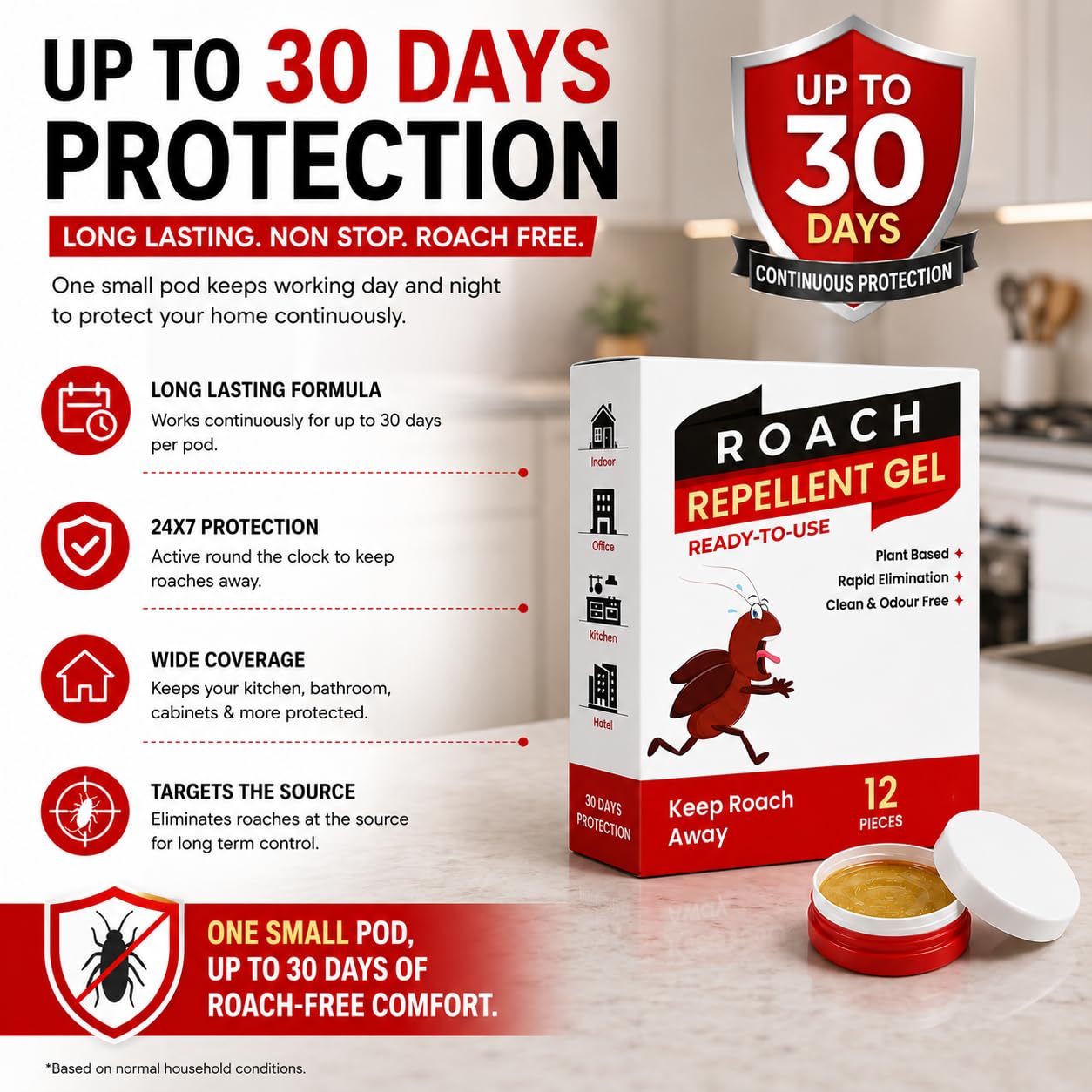 Cockroach Killer Gel for Home Strong Anti Roach Gel Cockroach Repellent for Kitchen with Fast-Acting Cockroach Bait Trap for Permanent Cockroach Control