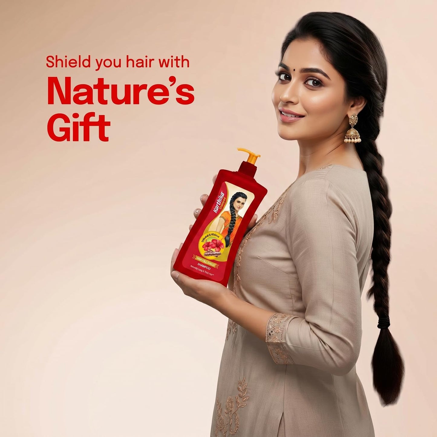 Karthika Hairfall Shield Shampoo with Shikakai & Hibiscus – 1L | Herbal Anti-Hairfall Shampoo for Strong & Healthy Hair | Natural Care for Men & Women