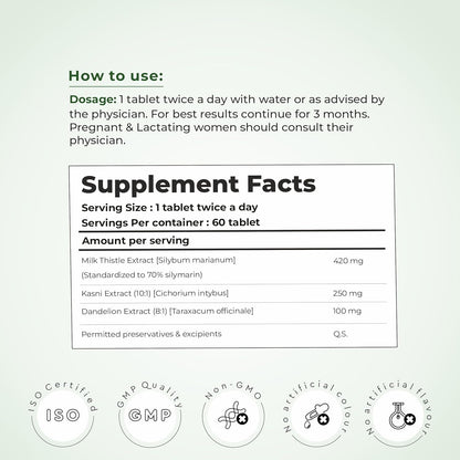 Supplement facts label with usage instructions on a light gray background