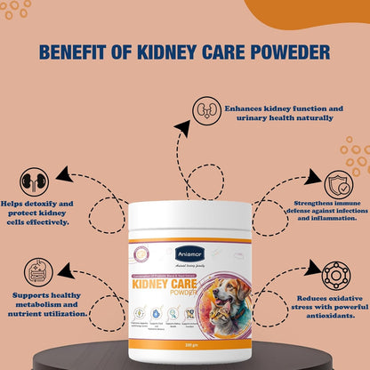Aniamor Kidney Care Powder for Dogs and Cats|Kidney Care|Pets Supplement|All Life Stage|200gm Jar