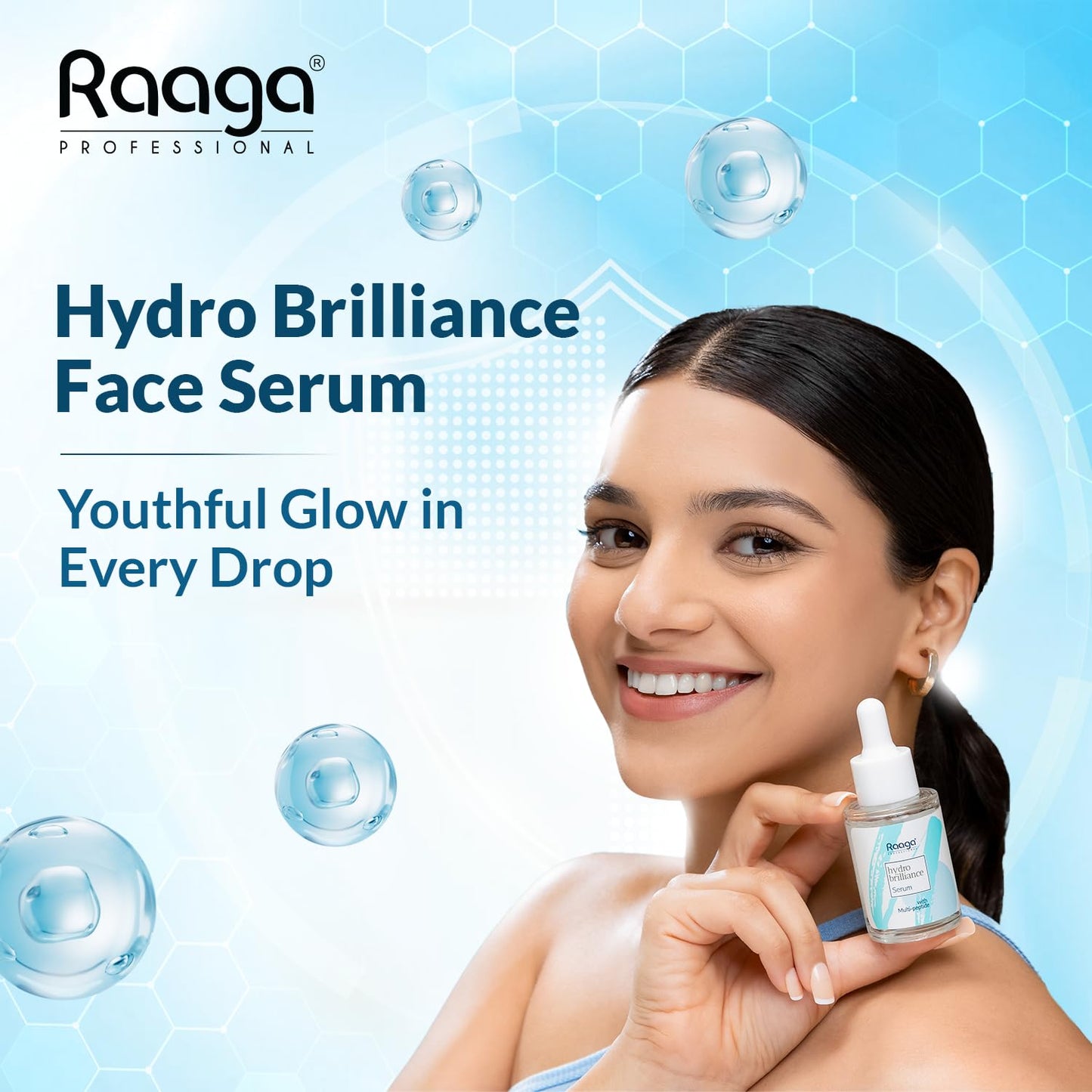 Raaga Professional Hydro Brilliance Serum with Multi-Peptide | Paraben Free, Sulphate Free, Dermatologically Tested (30 ml)