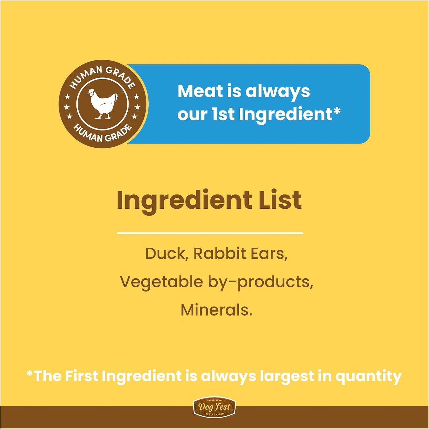 BarkButler x Dogfest Rabbit Ears & Duck Treats for Dogs | Meat-First | Human Grade | Natural Ingredients | 0% Artificial Colours & Preservatives | Dog Treats for Adult Dog | 90g