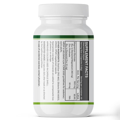 INLIFE Magnesium Glycinate Supplement 1100mg (Elemental Magnesium 242mg) with Zinc 10mg (as Zinc Picolinate) Per Serving, Relaxation & Healthy Muscle Function - 120 Capsules (Pack of 1, 120, count)