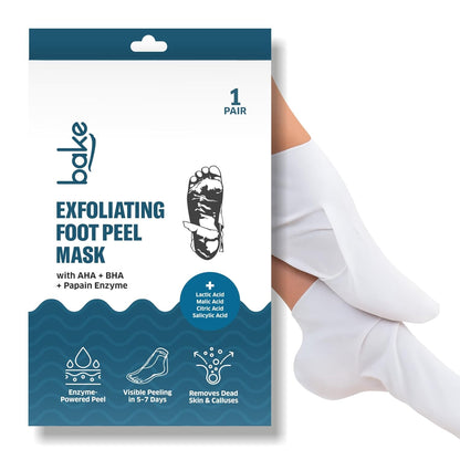 BAKE AHA + BHA Peeling & Exfoliating Foot Mask For Baby Soft Feet with Lactic Acid & 1% Salicylic Acid | Reduces Dry Skin & Hard Calluses | Hydrates Skin, Fades Marks & Removes Hard Skin | For Men & Women