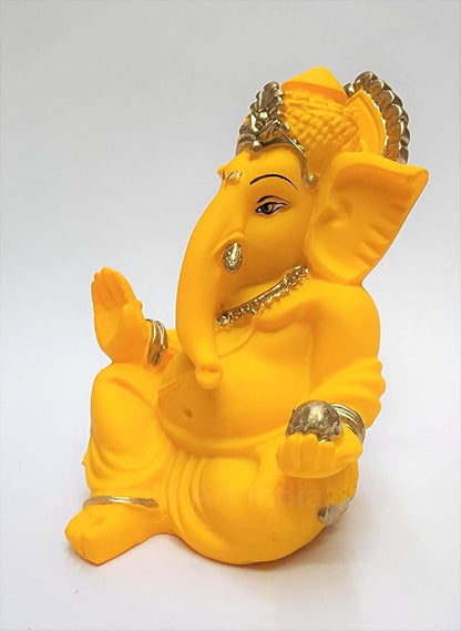 Gold Art India Terracotta Mango Gaddi Ganesha for Car Dashboard Home Decor Gifting Diwali Birthday Festivals (GaddiTerracottaMango)