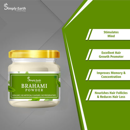 Simply Earth Organic Brahmi (Bacopa Monnieri) 100% Bio Organic Brahmi Leaves Powder for Hair Growth & Skin Care - 100GM