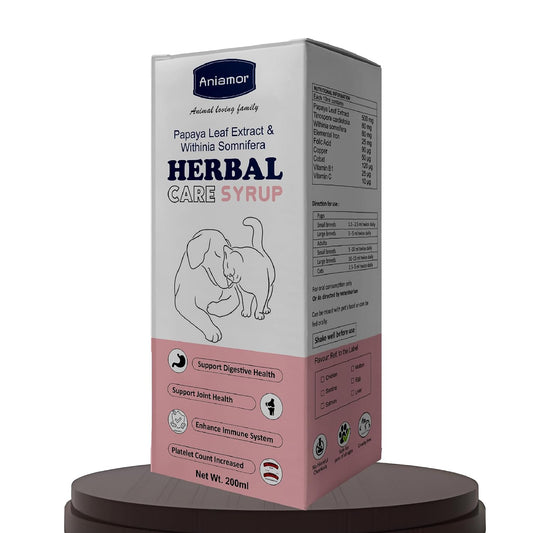 Aniamor Herbal Care Syrup for Dogs and Cats | Helps in Digestion | Dogs and Cats Supplement | for All Life Stages | Chicken Flavour | 200ml