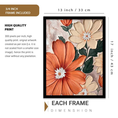 Decorative flower Wall Art Home Decor Modern Painting poster With Frame For Living Room Bed Room Hotel Wall Decor Digital Reprint (13X17 INCH)