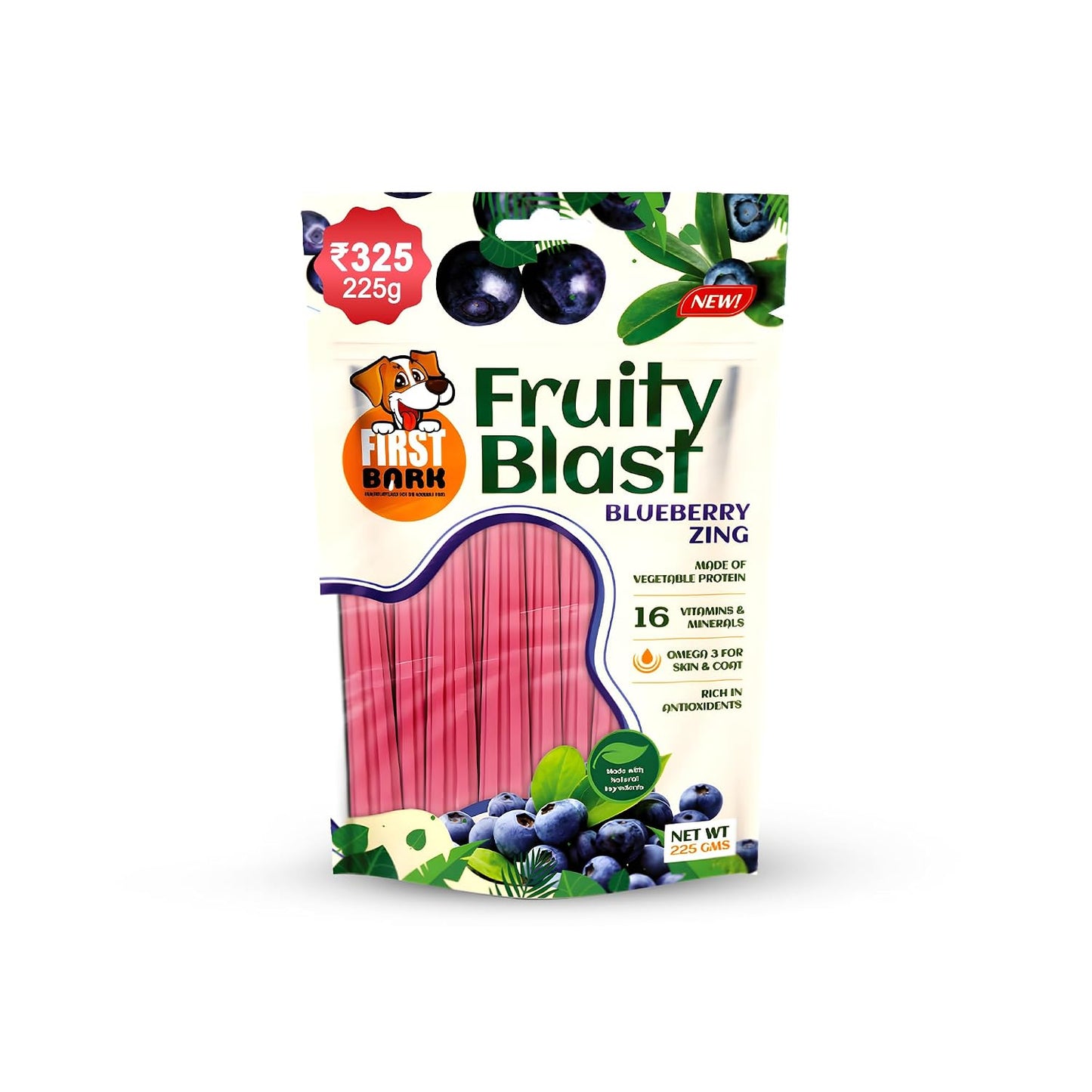 First Bark Fruity Blast Dog Treat Blueberry 225g (Pack of 1) All Life Stages Sold By Dogsncats