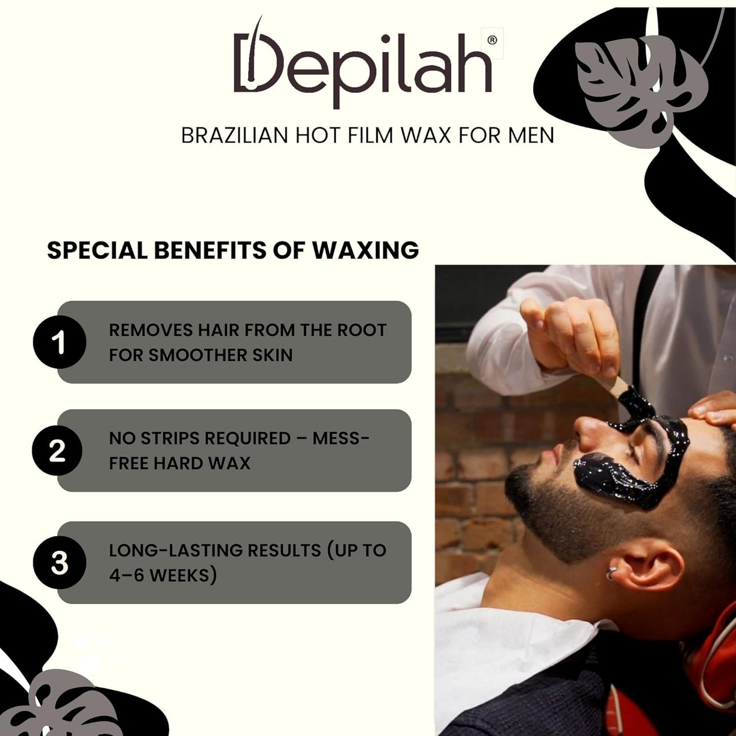 DEPILAH Brazilian Wax - 200 gm Face Wax | Hair Wax For Men | Painless Wax For Beard, Chest, & Full Hair Removal | Stripless Full-Body Waxing | Quick & Easy Tan Removal | Vegan & Cruelty-Free