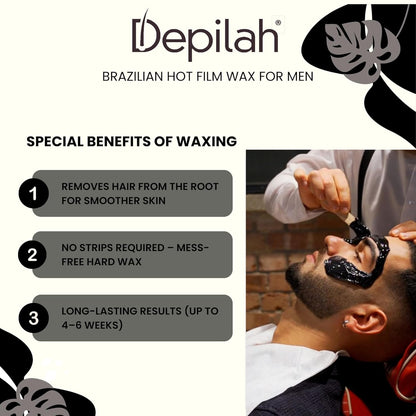 DEPILAH Brazilian Wax - 200 gm Face Wax | Hair Wax For Men | Painless Wax For Beard, Chest, & Full Hair Removal | Stripless Full-Body Waxing | Quick & Easy Tan Removal | Vegan & Cruelty-Free