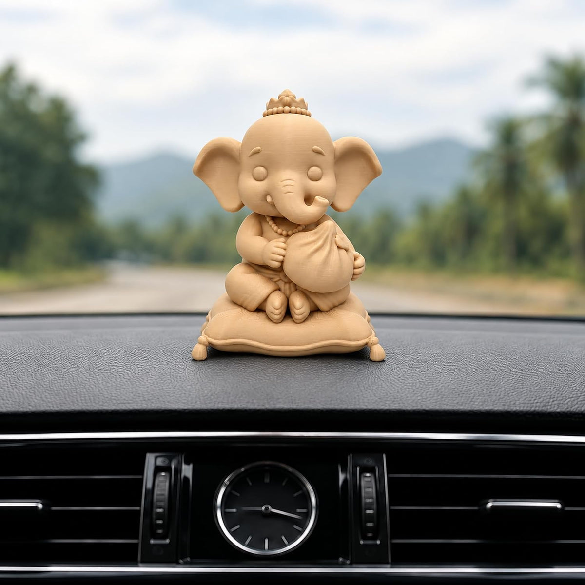 Cute Mini Ganesha Idol | Lightweight Ganpati Statue for Car Dashboard, Mandir, Office Desk & Gifting | 11 cm