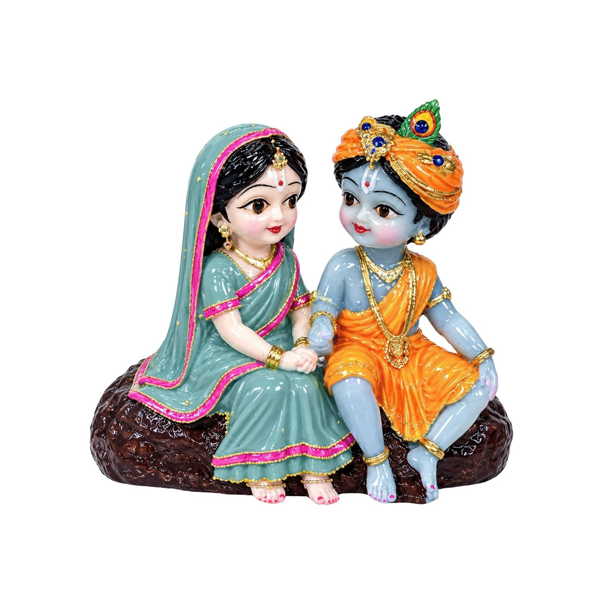 Bal Radha Krishna Idol Car Dashboard | Resin Figurine, 4cm Breadth, 96g Weight