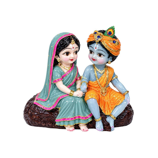 Bal Radha Krishna Idol Car Dashboard | Resin Figurine, 4cm Breadth, 96g Weight