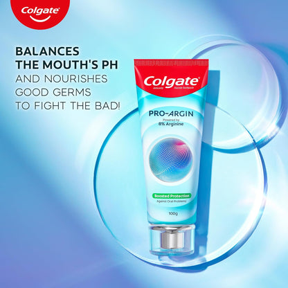 Colgate Pro Argin Toothpaste, Sensitivity Protection in 60 Seconds, 8% Arginine, Boosted Protection against Sensitivity, Enamel Damage, Oral pH, Cavities (100g)