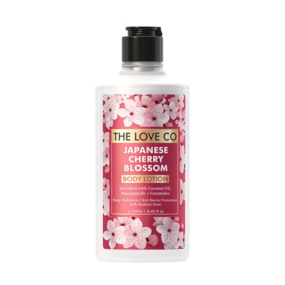 The Love Co Japanese Cherry Blossom Body Lotion for Women | Perfume Body Lotion with Niacinamide, Ceramides, Shea Butter & Coconut Oil | 48Hr Deep Hydration, Non-Greasy Moisturizer for Dry Skin | 250ml