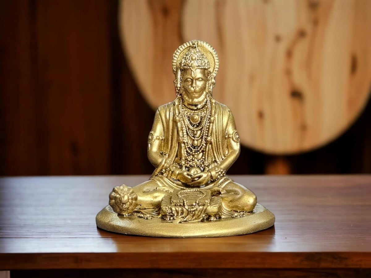 4 Inch Resin Hanuman Idol for Home Decor | Beautiful Bajrang Bali Murti for Home Temple, Car Dashboard, Gift Items | Bajrangbali Figurine Showpiece Sculpture for Office Desk