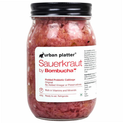 Urban Platter Sauerkraut Original Pickled Probiotic Cabbage, 450g / 15.8oz [Raw, Artisanal, Plant-Based, Preservative Free]