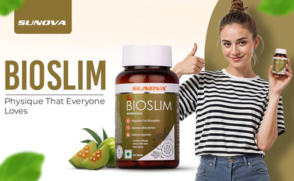 SUNOVA Bioslim Fat Burner Capsules – Organic Weight Management Formula Made of Garcinia Cambogia and Green Coffee Bean Extracts 60 Tablets (Pack of 1)