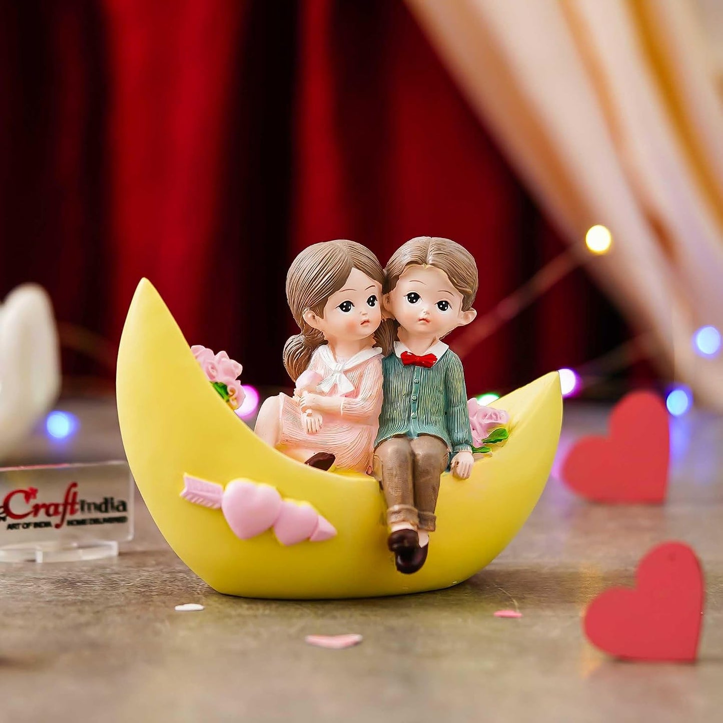 eCraftIndia Romantic Couple Showpiece Sitting on Boat | Valentine Gift for Girlfriend Boyfriend Husband Wife Special Love Her Him | Valentine Day Decoration Items