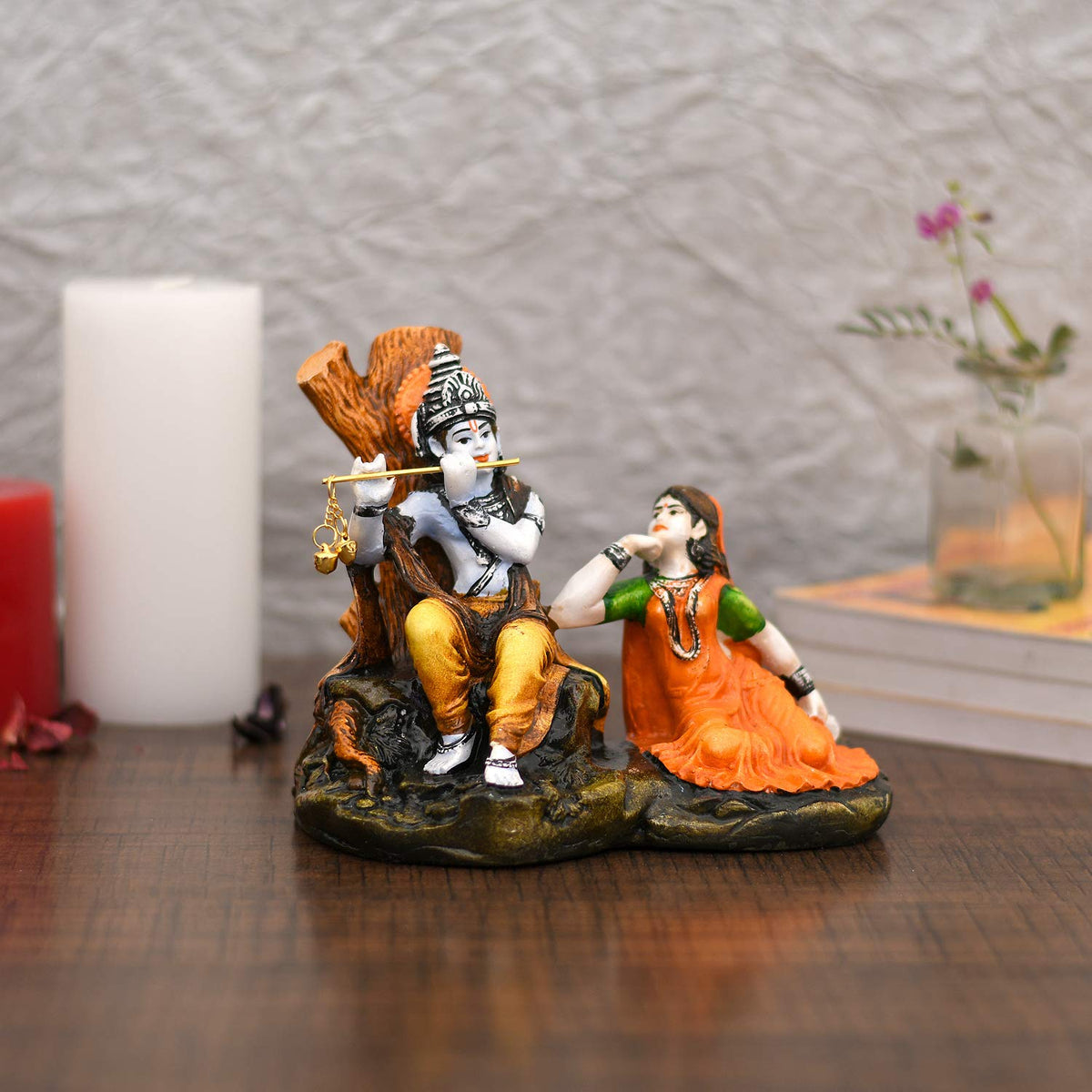 Polyresin Lord Krishna Idol, 5x6x4.5 Inches, Multicolour