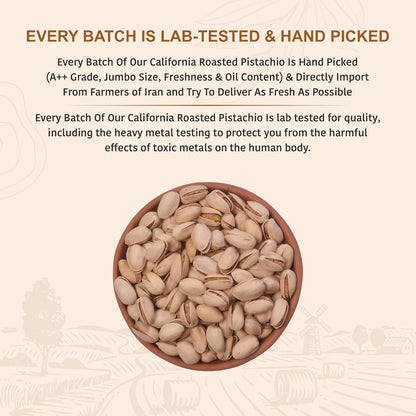 Nutty Organics California Roasted Pistachios 250 GM | Hand Selected Jumbo | Nutritious Tasty & Healthy Nuts Dry Fruits | Rich in Protein