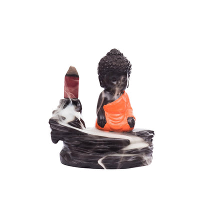 eCraftIndia Buddha Smoke Backflow Incense Holder (7.01 cm x 7.01 cm x 11.98 cm, Brown and Red)