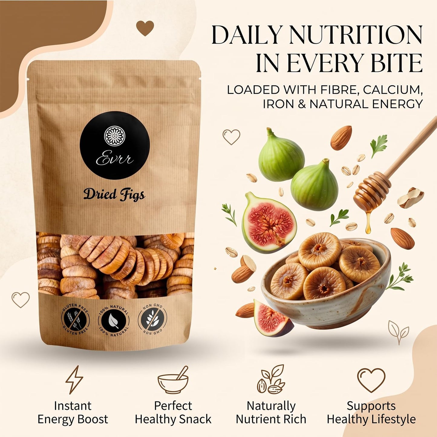 Evrr Premium Anjeer Dry Fruits 250g | Afghan Dried Figs | Natural Sun-Dried Fig | Rich in Fiber, Iron & Calcium | Healthy Snack