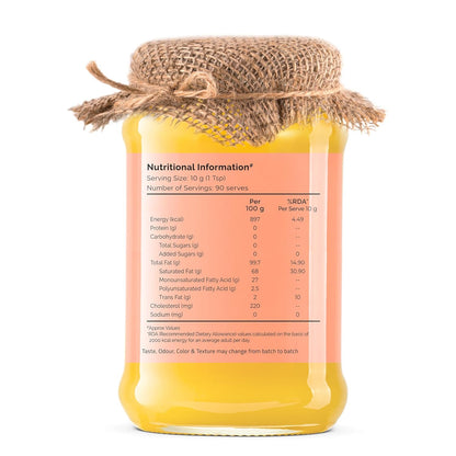 Auric A2 Bilona Desi Cow Ghee - Vedic Bilona Method -Traditional Curd Churned -Lab Tested - Danedar Ghee -Grass Fed Cow -Glass Jar