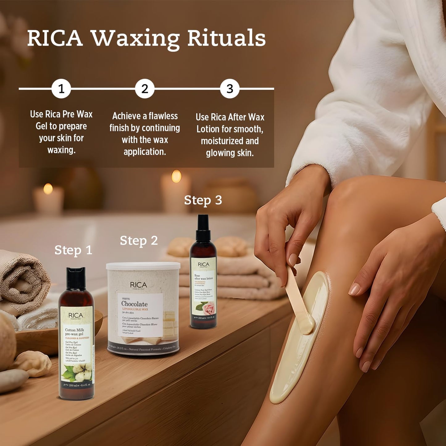 Rica White Chocolate Liposoluble Wax for Dry Skin with Glyceryl Rosinate, Natural Beeswax and Zinc Oxide - 800ml