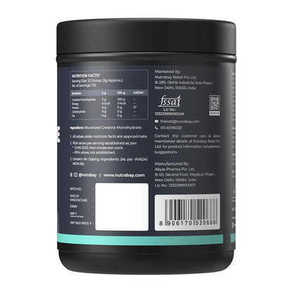 Back label of a supplement container with text and branding on a white background