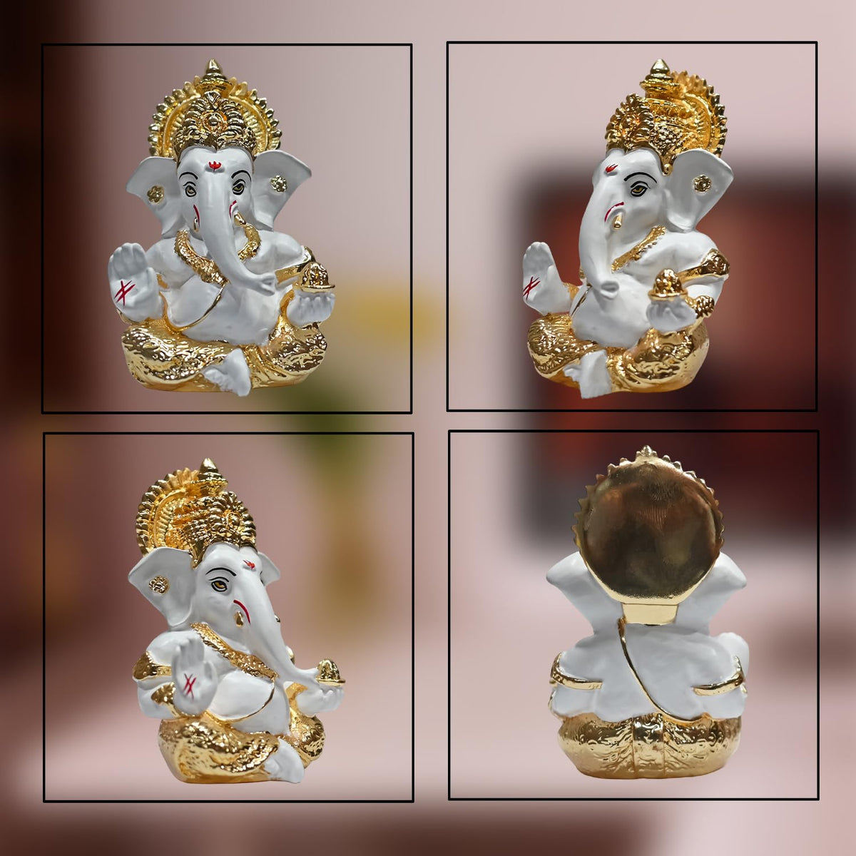 999 Silver Plated Lord Ganesha Idol for Temple, Puja Room, Home Decor Gifting| Murti Ganpati Idol for Peace, Prosperity, Positive Energy, Good Luck, Success (8.89 x 5.08 cm)