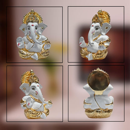 999 Silver Plated Lord Ganesha Idol for Temple, Puja Room, Home Decor Gifting| Murti Ganpati Idol for Peace, Prosperity, Positive Energy, Good Luck, Success (8.89 x 5.08 cm)