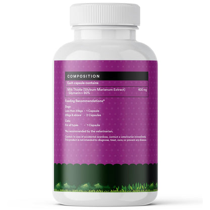 INLIFE Milk Thistle Capsules for Dogs & Cats | Liver Detox Supplement & Kidney Health, 400mg - 60 Vegetarian Capsules